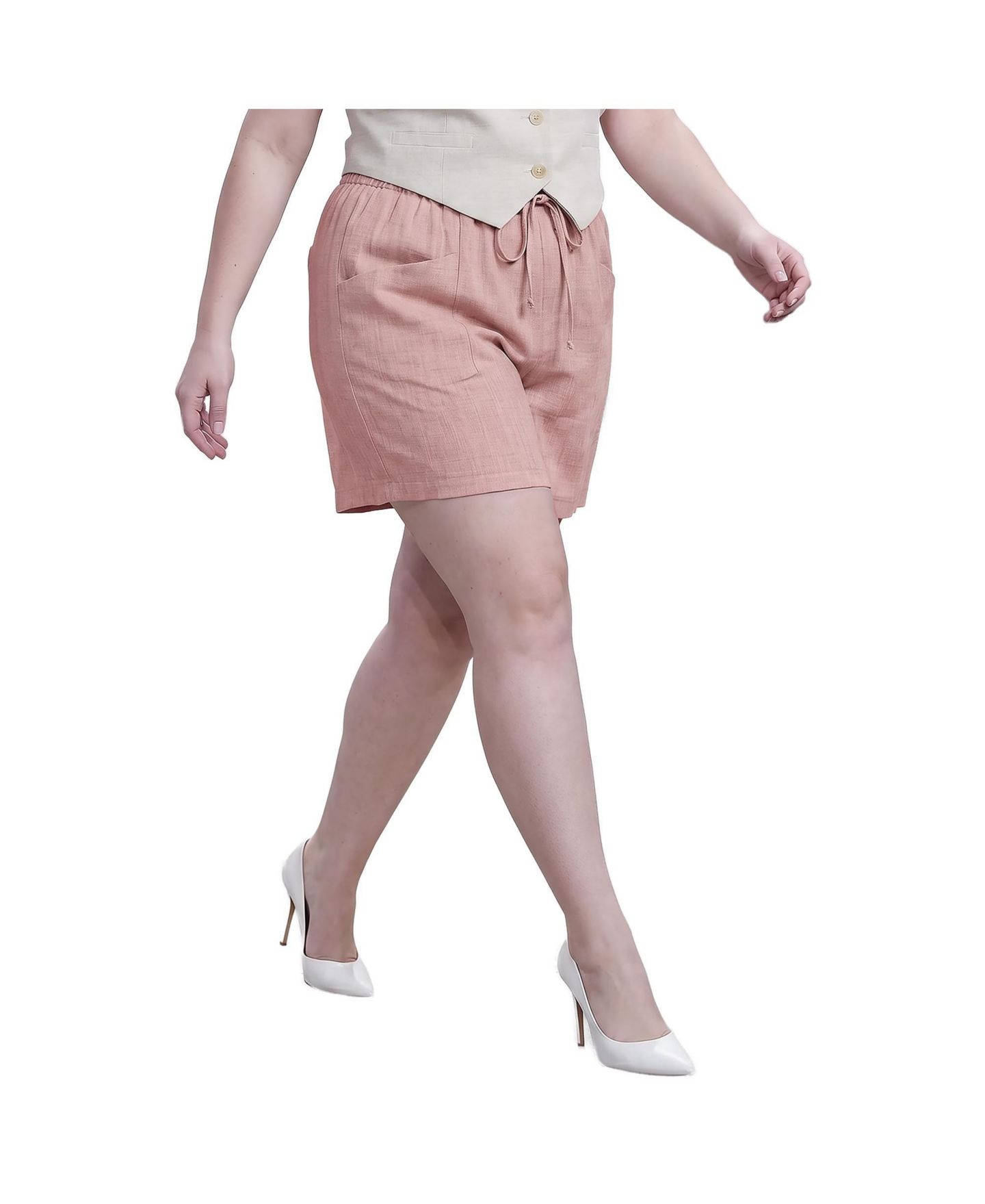 Женские шорты Standards & Practices Plus Size Elastic Waist Shorts with Inseam 6, цвет: Пыльный розовый — фото 3