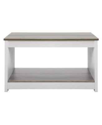 Farmhouse Square Coffee Table with Open Storage Compartment