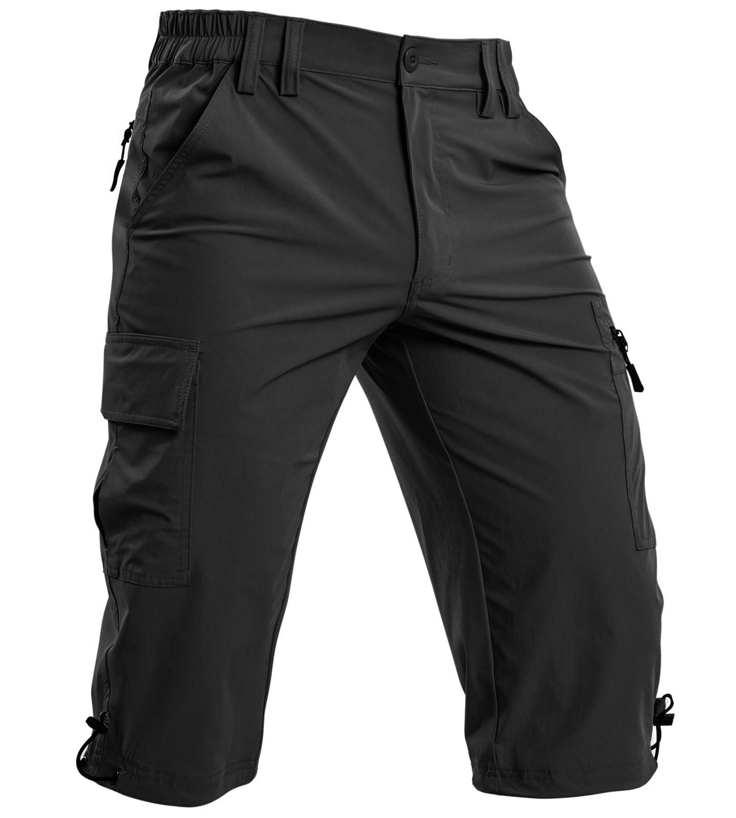 Мужские шорты Piscifun Quick Dry Capri Cargo Shorts 5 Pockets Hiking Fishing Athletic Wear, цвет: Чёрный — фото 1