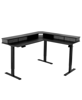 L Corner Gaming Desk with Storage and LED Lighting