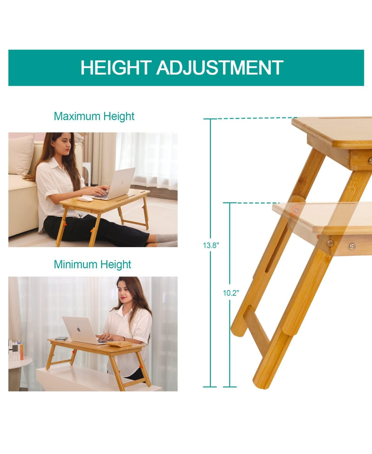 Gnuadz Lap Desk Adjustable Foldable Bed Tray with Drawer Tablet Slot
