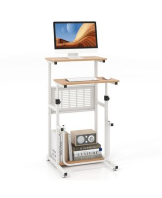 Compact Sit Stand Desk with Height Adjustable Top and Footrest for Small Spaces