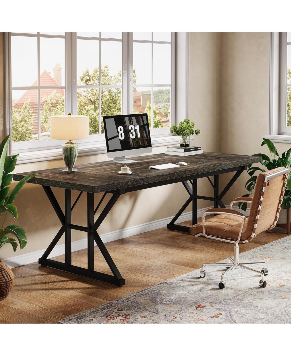 Tribesigns 70.86-Inch Large Executive Desk,Industrial Home Office Computer Desk,Simple Long Writing Study Table Business Furniture