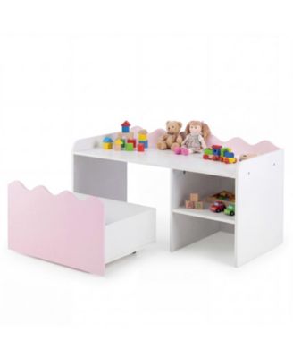Scalloped Kids Bookshelf and Toy Storage Organizer with Movable Bin