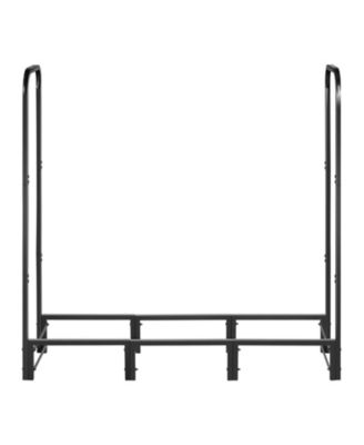 4ft Metal Firewood Holder Rack with Top Cover for Outdoor Wood Storage