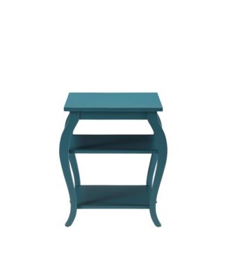 2-Tier Open Storage Accent Table with Solid Wood Cabriole Leg