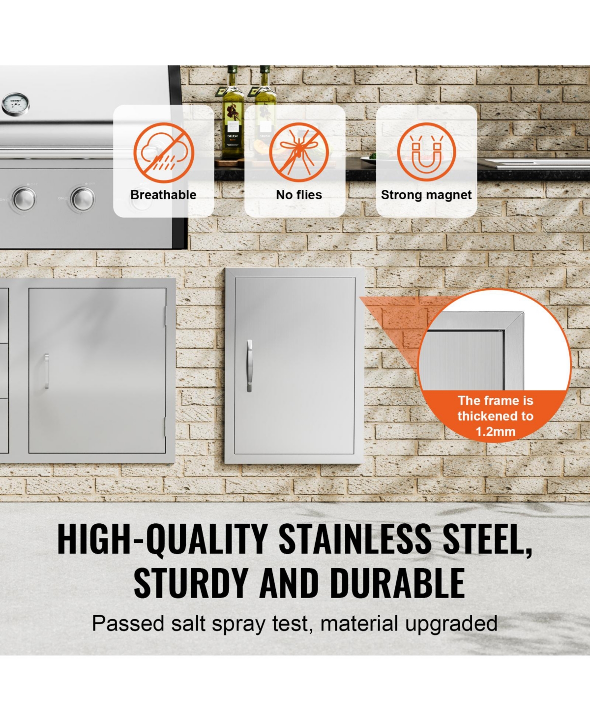 Sugift 17W x 24H in Stainless Steel Flush Mount Outdoor Kitchen Access Door for Bbq Island