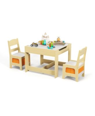 Kids 24 Inch Activity Table with 2 Chairs Blackboard Whiteboard and Storage