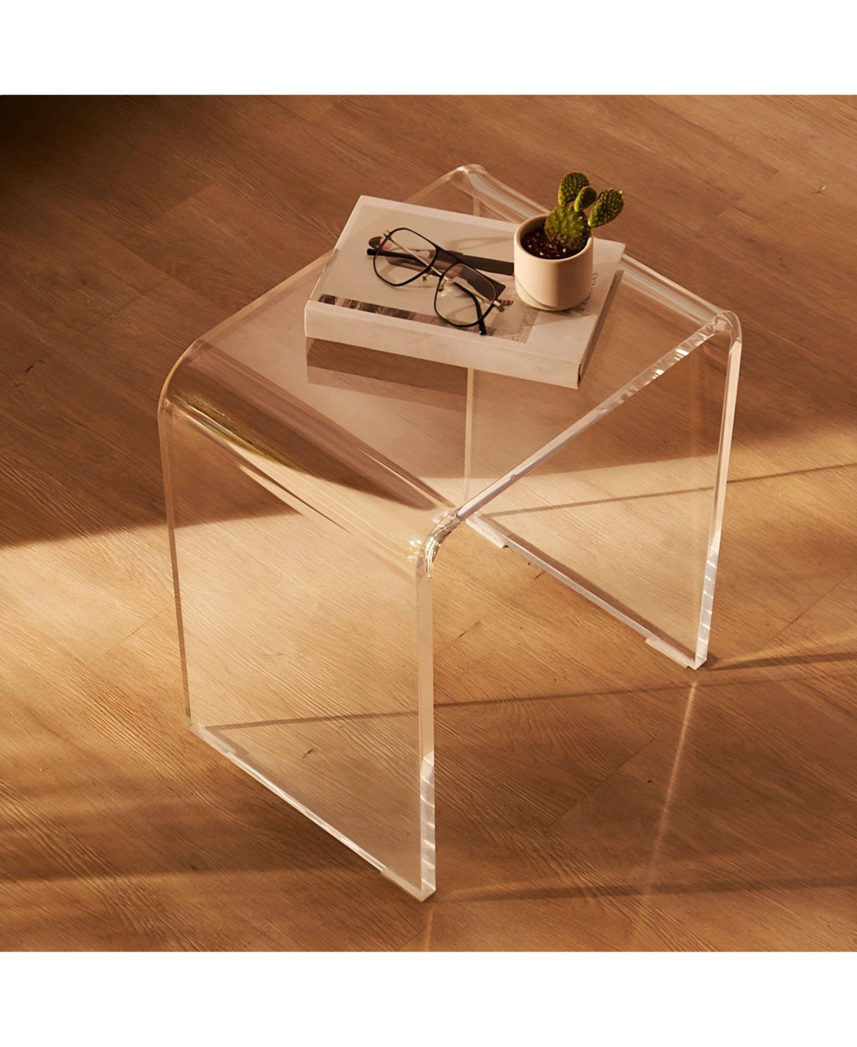 Slickblue Clear Acrylic C Shaped End Table for Living Room and Bedroom
