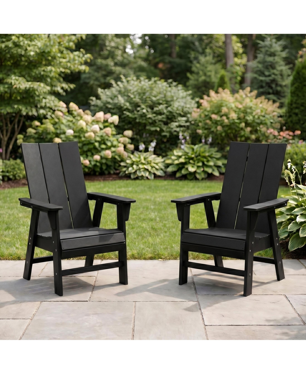 WestinTrends Outdoor Patio Hdpe Plastic Modern Adirondack Dining Chairs (Set of 2)