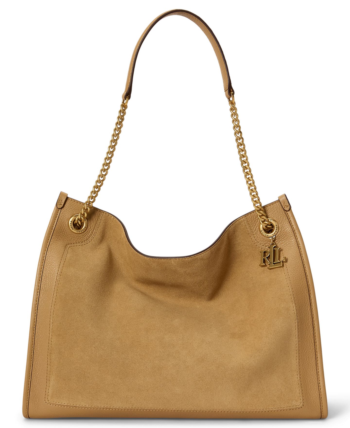 Женская сумка Lauren Ralph Lauren Suede Large Bradley Shopper, цвет: Верблюжий — фото 1