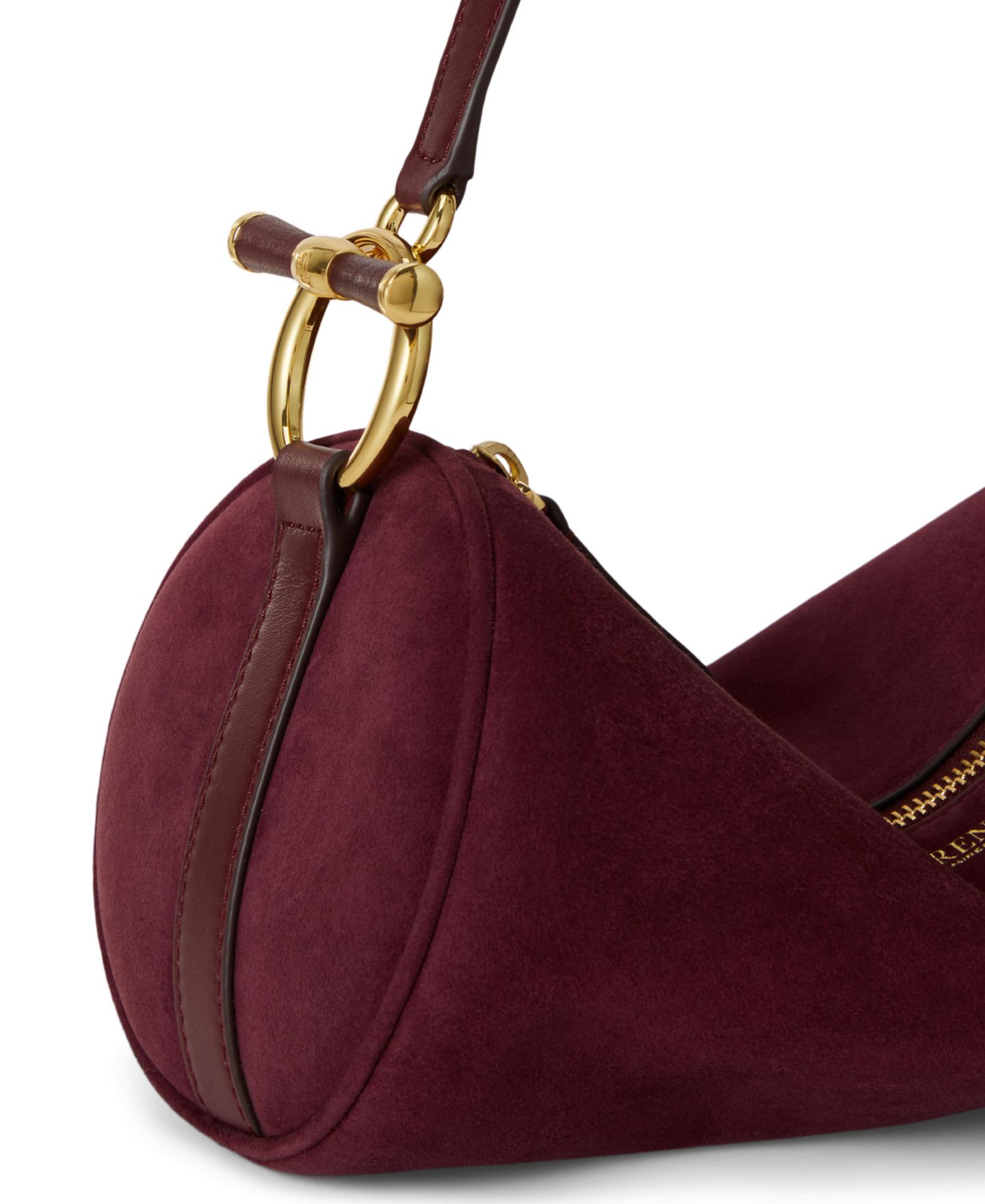 Женская сумка Lauren Ralph Lauren Suede Small Blaike Barrel, цвет: Тёмный гранатовый — фото 6