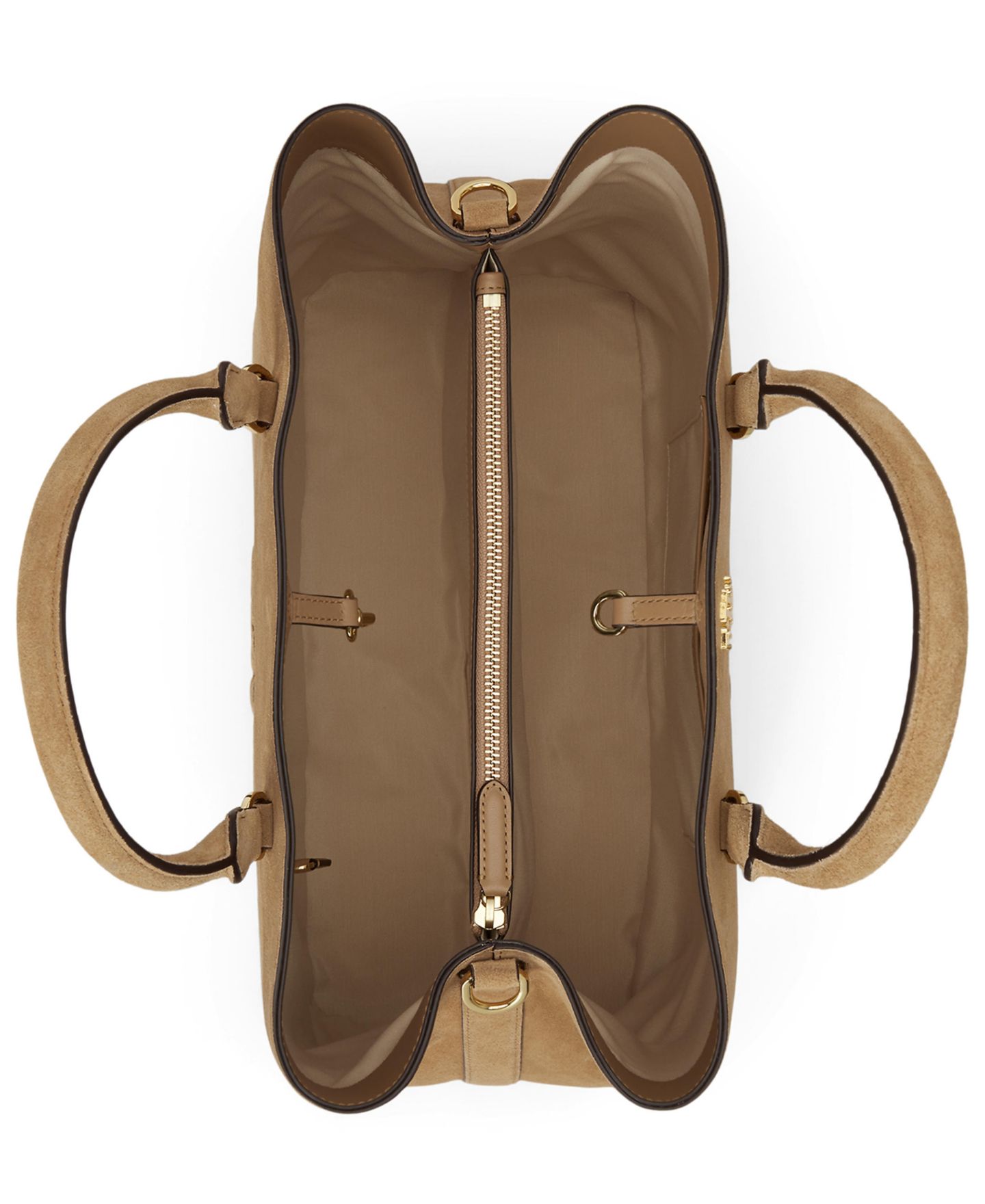 Женская сумка Lauren Ralph Lauren Marcy Suede Cable-Embossed Large Satchel, цвет: Верблюжий — фото 5