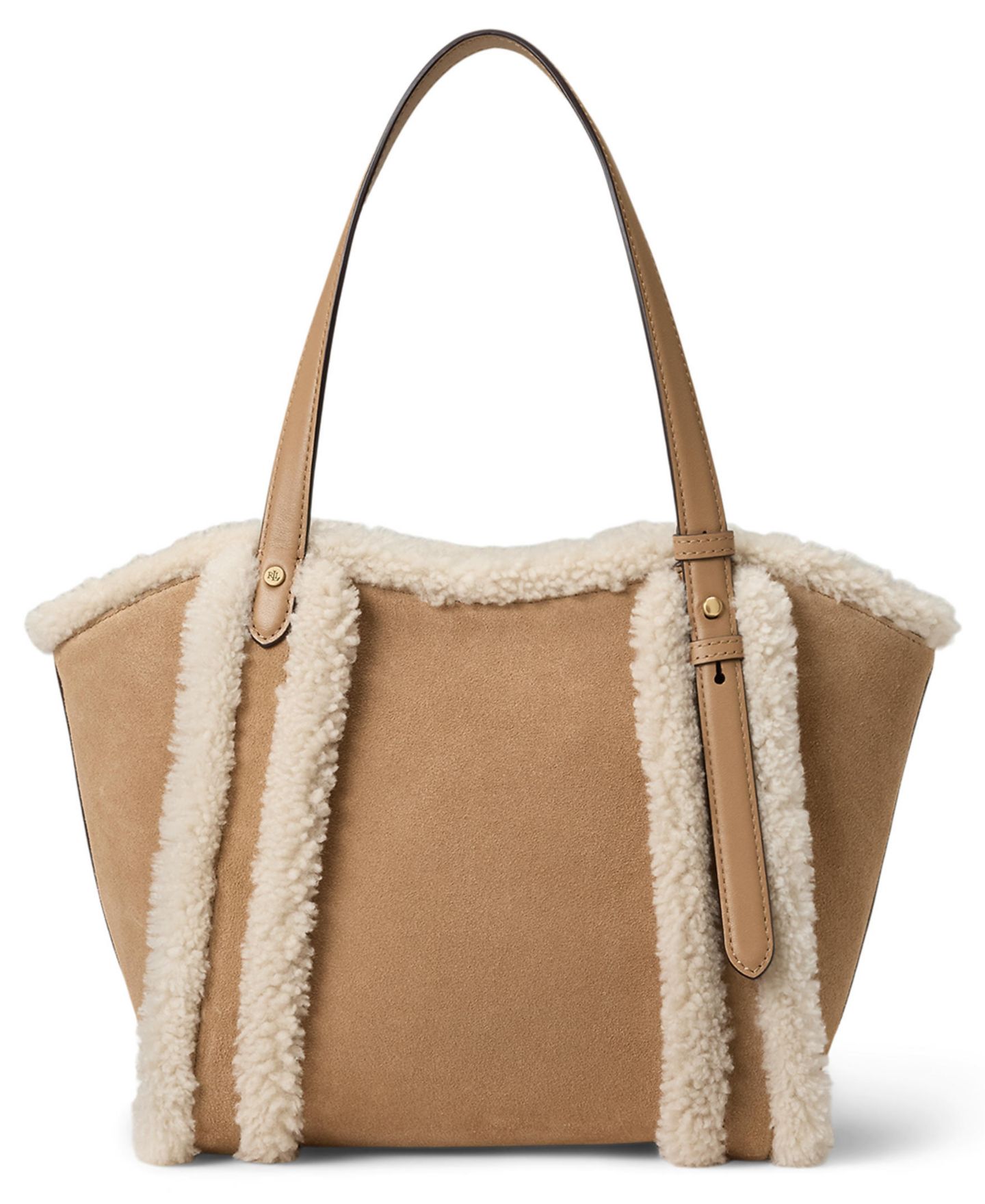 Женская сумка Lauren Ralph Lauren Tasha Suede Shearling Trim Small, цвет: Верблюжий / Натуральный — фото 3