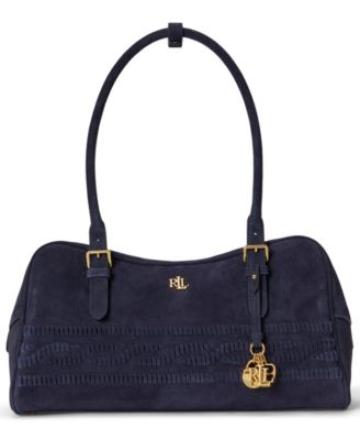 Suede Cable-Embossed Medium Marcy Satchel Handbag