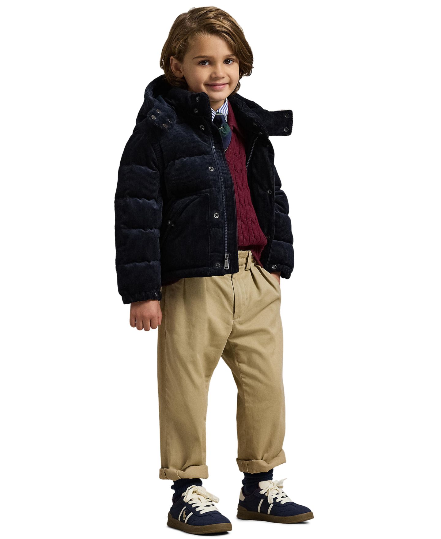 Куртка Polo Ralph Lauren Convertible Corduroy Down Jacket для мальчиков, цвет: Тёмно-синий — фото 2