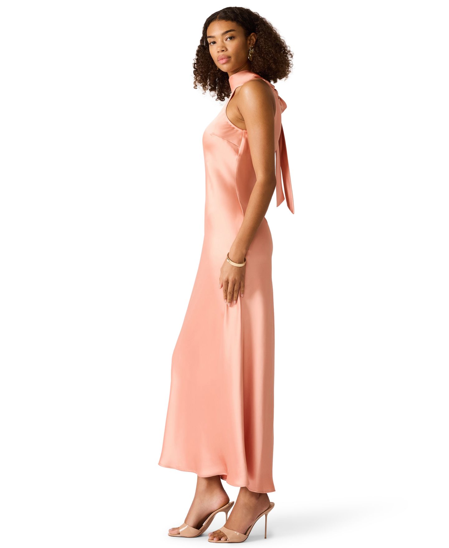 Женское платье Steve Madden Lara Satin Maxi, цвет: Абрикосовый — фото 2