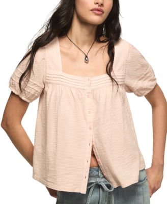 Women's Puff-Sleeve Square-Neck Blouse