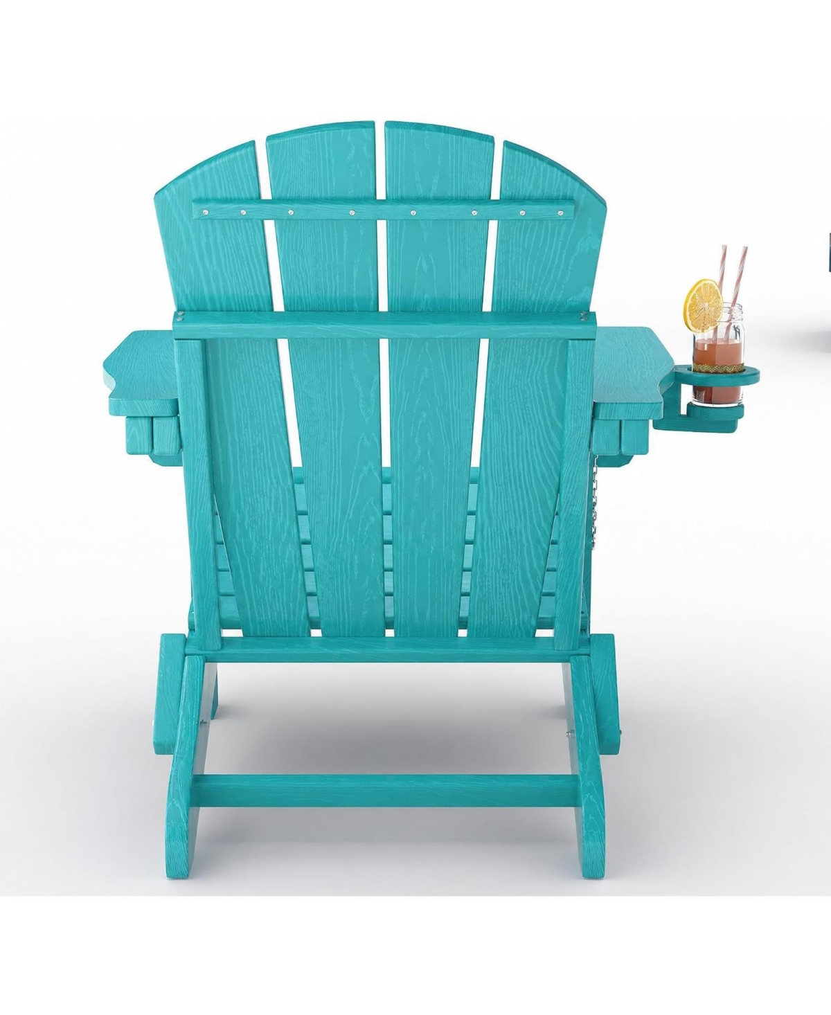 homfan Set of 2 Folding Adirondack Chairs with Side Table, All-Weather Hdpe, Cup Holder
