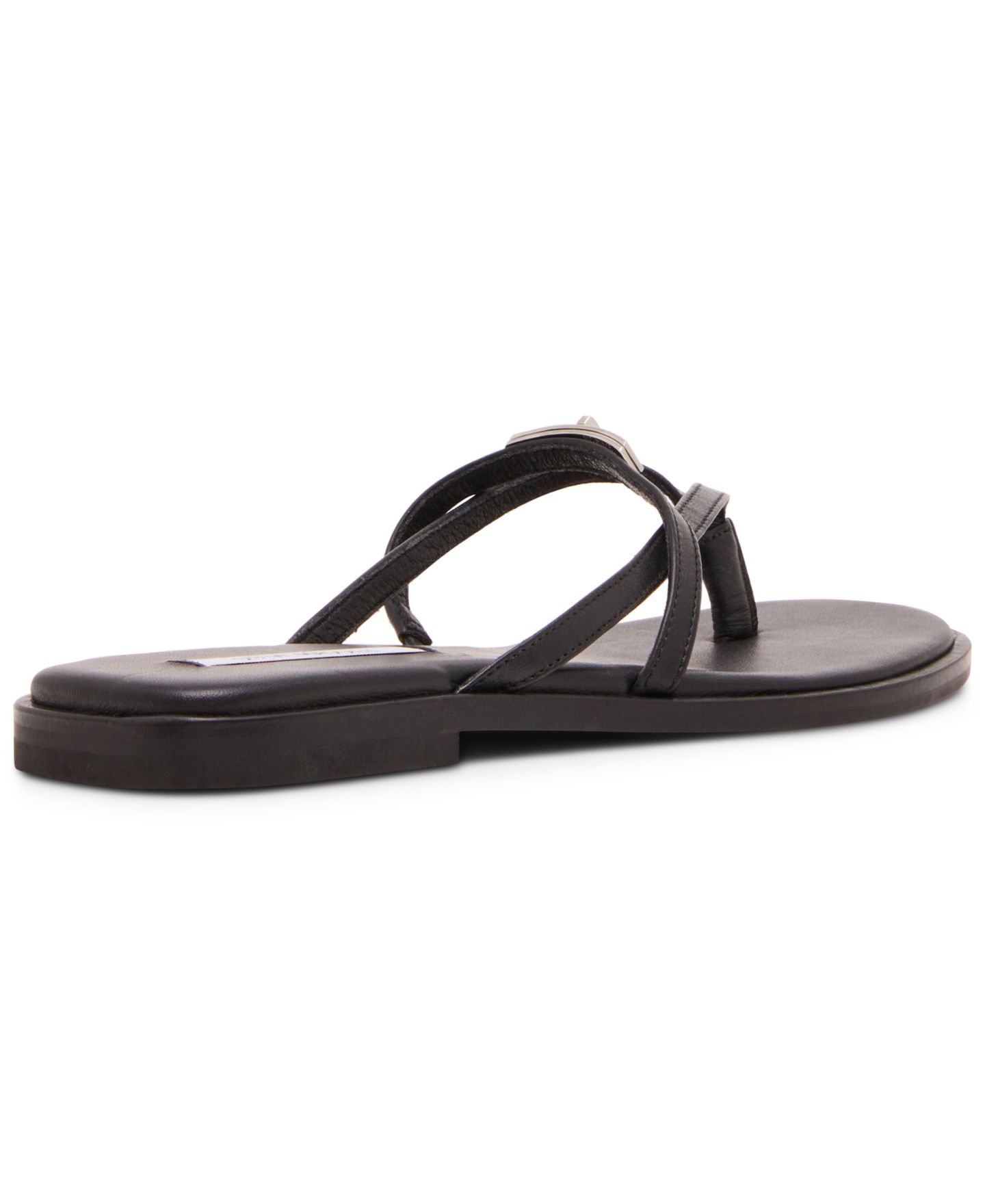 Женские сандалии Steve Madden Catalina Turnlock Strappy Flat Thong, цвет: Чёрный кожаный — фото 7