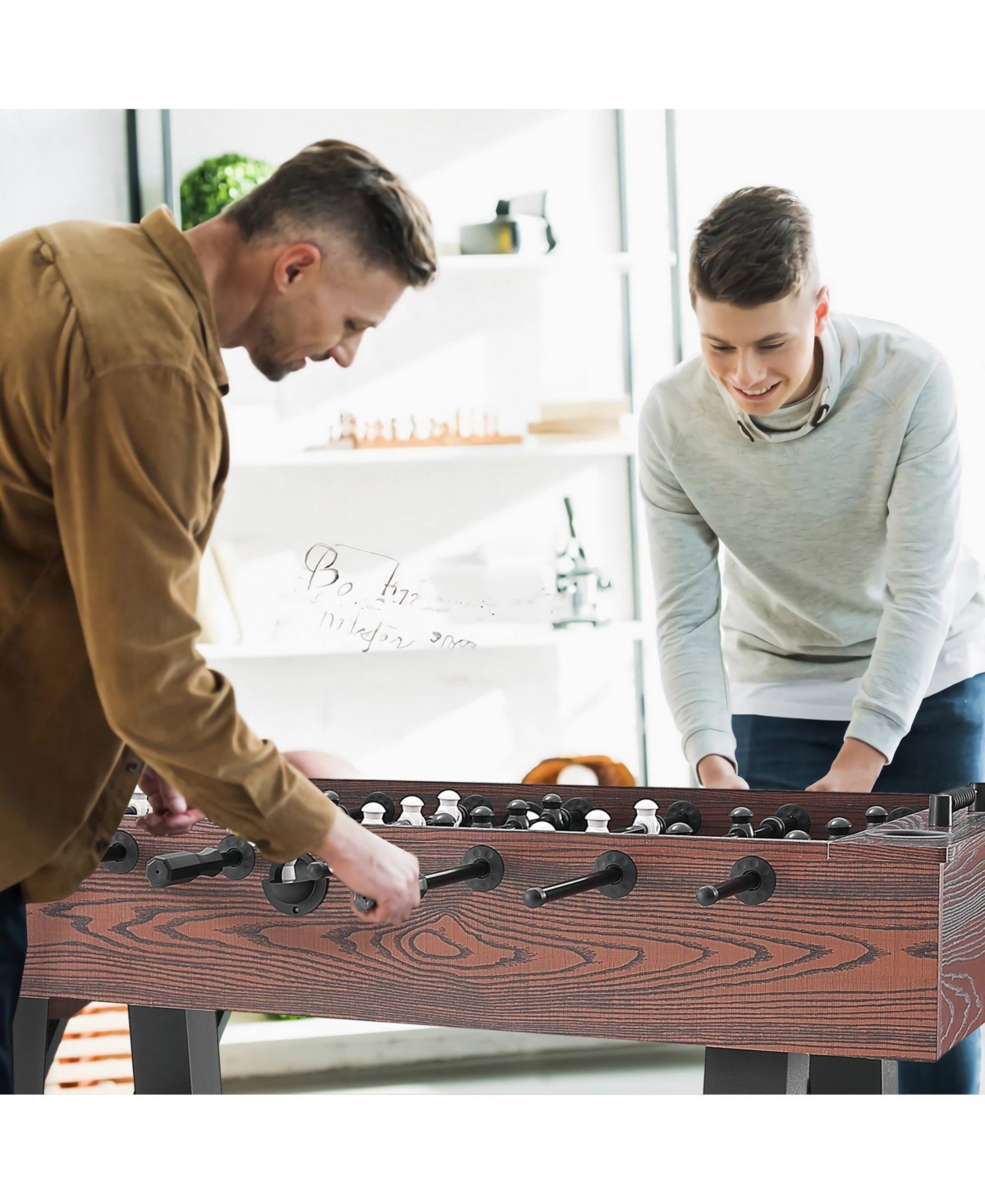 Slickblue 55in Foosball Table with Cup Holders and 4 Balls for Family Game Room
