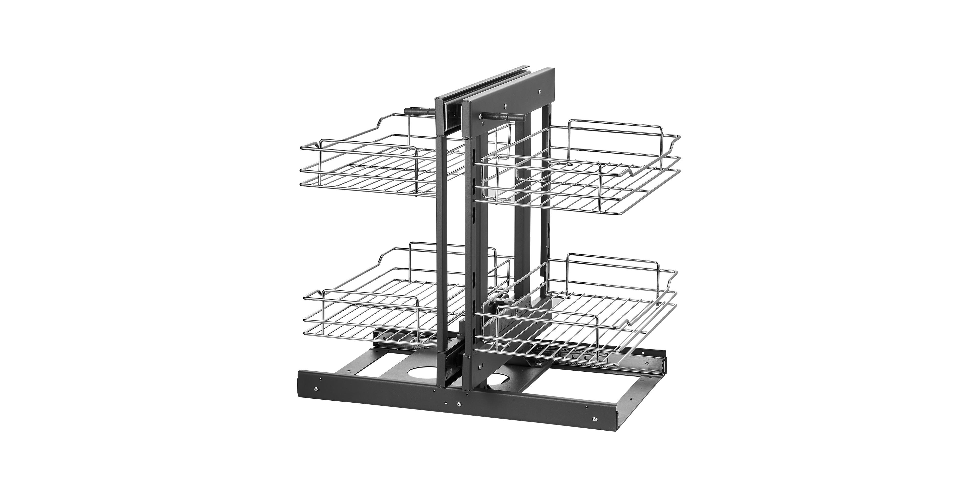 Sugift 2-Tier 4-Shelf Blind Corner Pull Out Cabinet Organizer for Min 15in W Opening Left Right Open