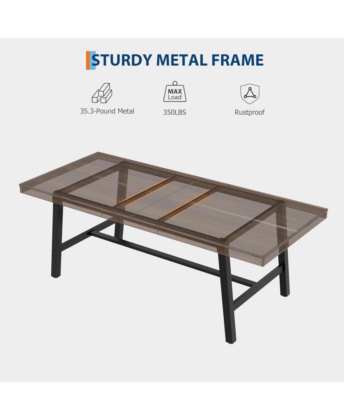 gaomon 86-Inch Industrial Rectangular Dining Table for 8-10 People, Extra Long Kitchen Table with Robust Metal Frame