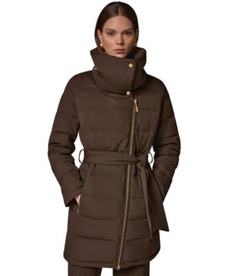Women's Belted Asymmetric Puffer Coat