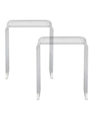 Set of 2 Clear Acrylic C Shaped Side Tables for Living Room