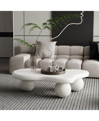 Cloud Shape Coffee Table Cream MDF Ball Legs Modern Living Room Table
