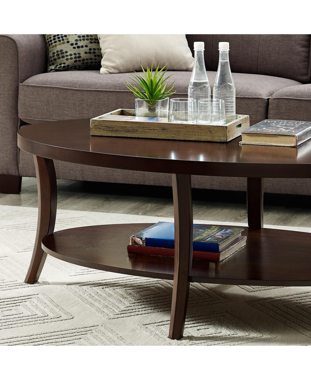 Flynama 48" Oval Coffee Table with Shelf