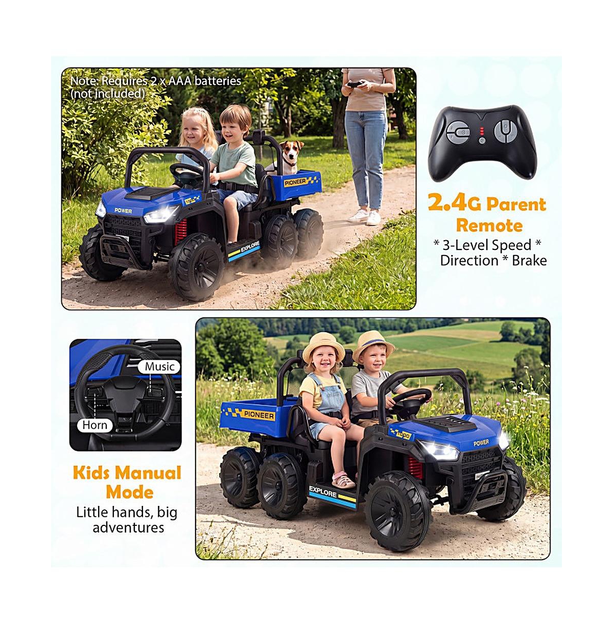 Sugift 24V 2-Seater Ride-On Dump Truck with Electric Dump Bed, Ages 3-8