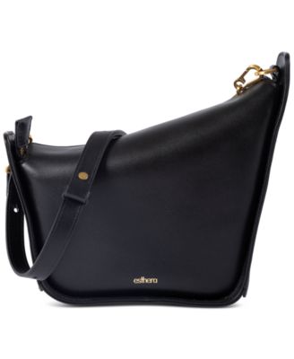 10AM Leather Asymmetrical Embossed Logo Small Shoulder Handbag