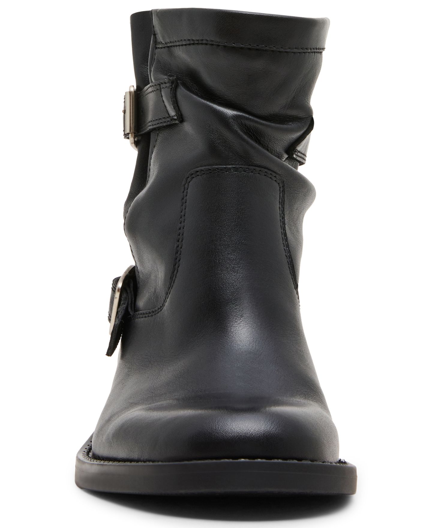 Женские ботинки Steve Madden Denis Moto Pull-On Booties, цвет: Чёрный кожаный — фото 6