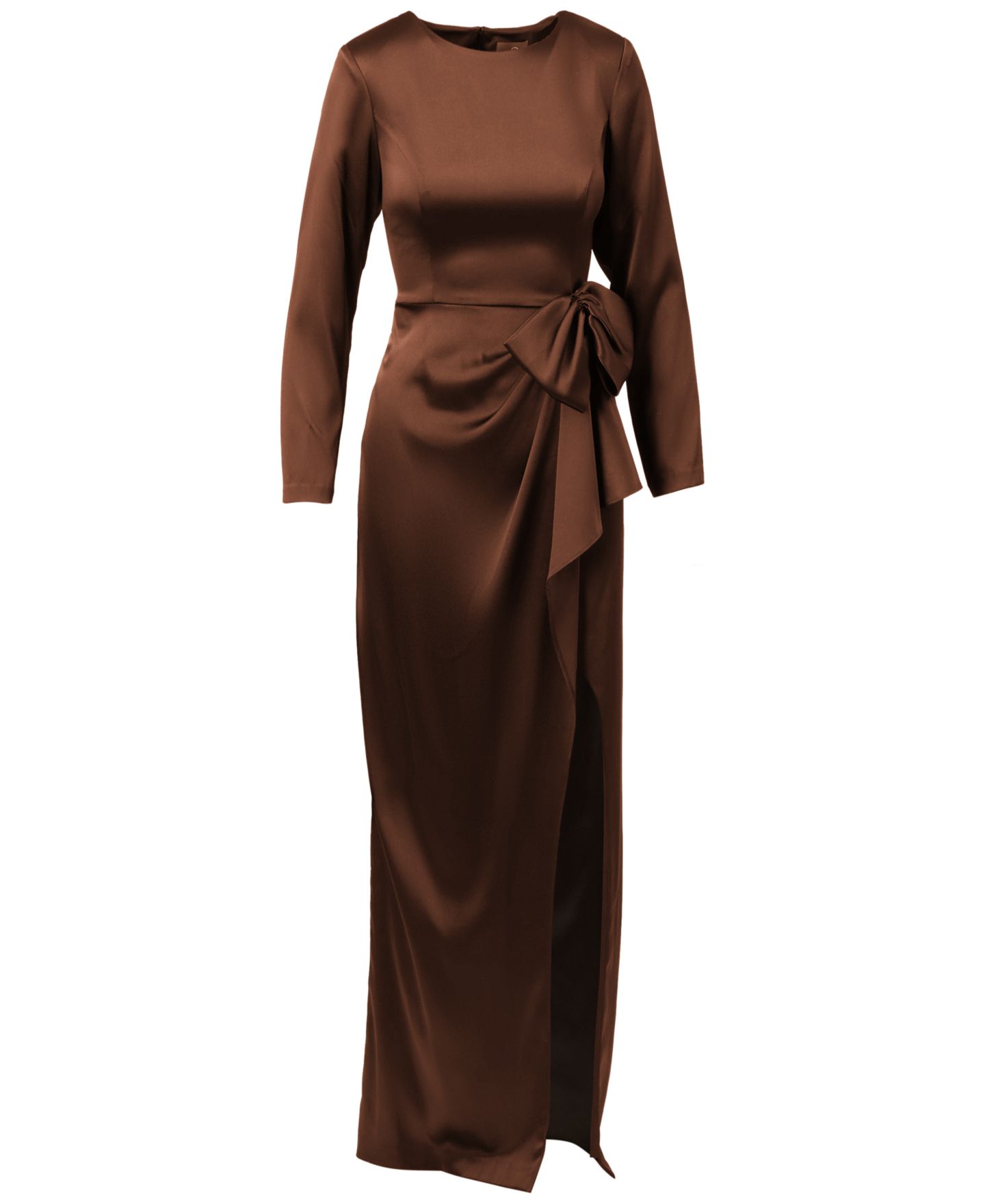Женское платье Adrianna Papell Long-Sleeve Ruffle Bow Boat Neck, цвет: Шоколадный — фото 6