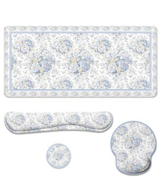 4-in-1 Ergonomic Non-Slip Desk Mat Set with Wrist Rest for Most Mouse Types