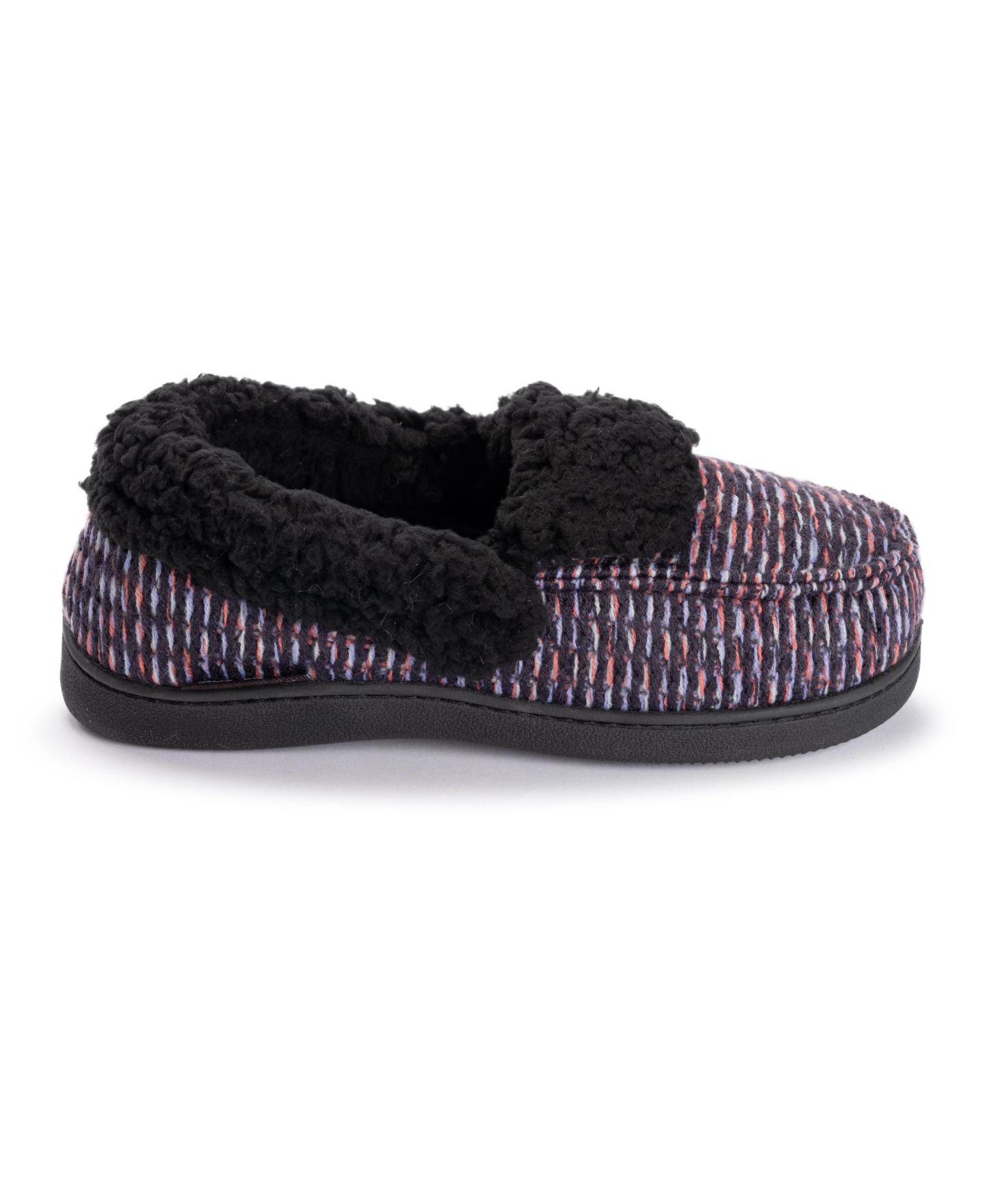 Женские тапочки MUK LUKS Anais Moccasin Slippers, цвет: Чёрный ягодный — фото 7