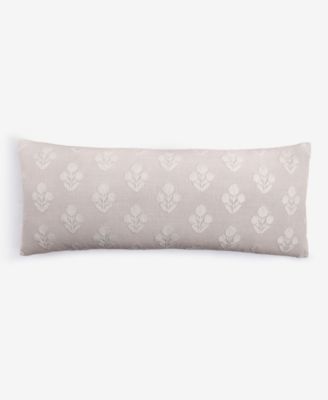 Lumbar Block Print Cotton Decorative Pillow, 14" x 36"