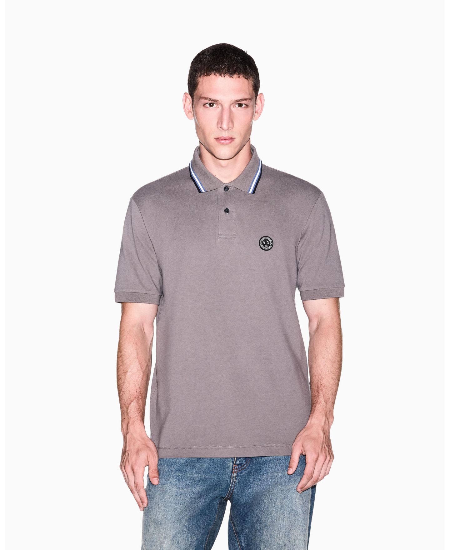 Мужское поло A|X Armani Exchange Short Sleeves Pique Tipping Polo Shirt, цвет: Falcon — фото 2