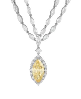 Yellow Cubic Zirconia (9-1/3 ct. t.w.) & White Cubic Zirconia (3/4 ct. t.w.) Pendant Necklace in Sterling Silver