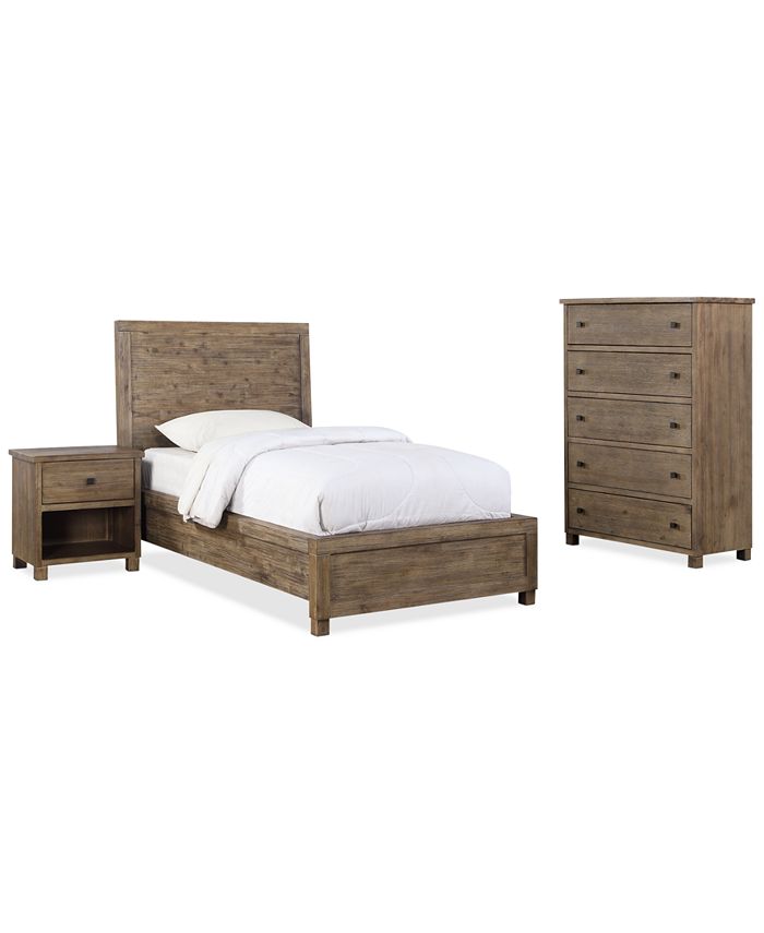 Furniture - Canyon Bedroom , 3 Piece Bedroom Set (Twin Bed, Chest and Nightstand)