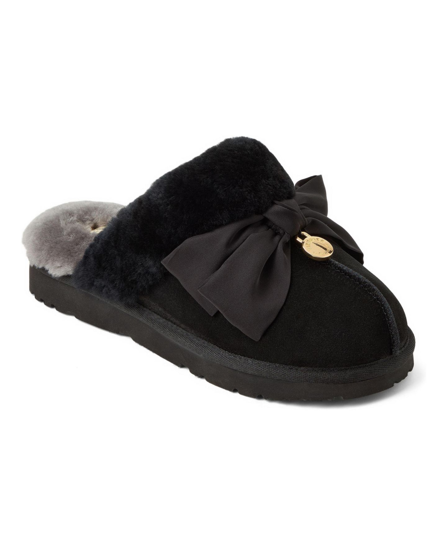 Женские тапочки Dearfoams Fireside by Sydney Dream Bow Scuff Slippers, цвет: Чёрный — фото 1
