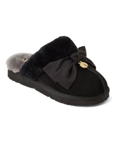 Женские тапочки Dearfoams Fireside by Sydney Dream Bow Scuff Slippers, цвет: Чёрный
