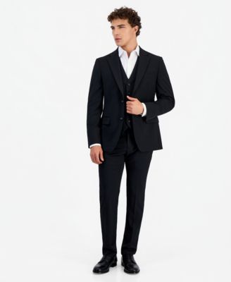 Men's Modern-Fit Wool TH-Flex Stretch Suit Separates with Vest 