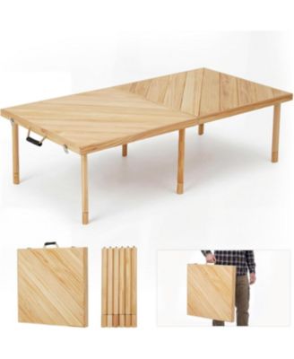 60"x30" Wood Folding Picnic Table - Compact, Lightweight, Adjustable Height, Sturdy with Built-in Handles for Easy Carry