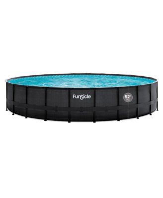 24' x 52" Oasis Designer Outdoor Above Ground Pool, Dark Chevron Rattan