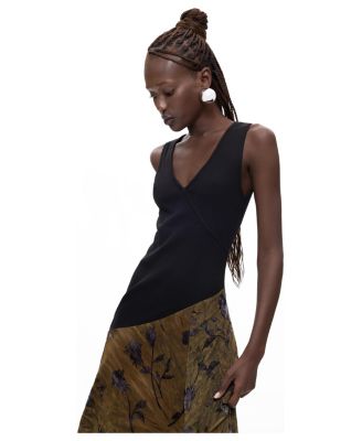 Women's Floral Flocked A-Line Midi Dress