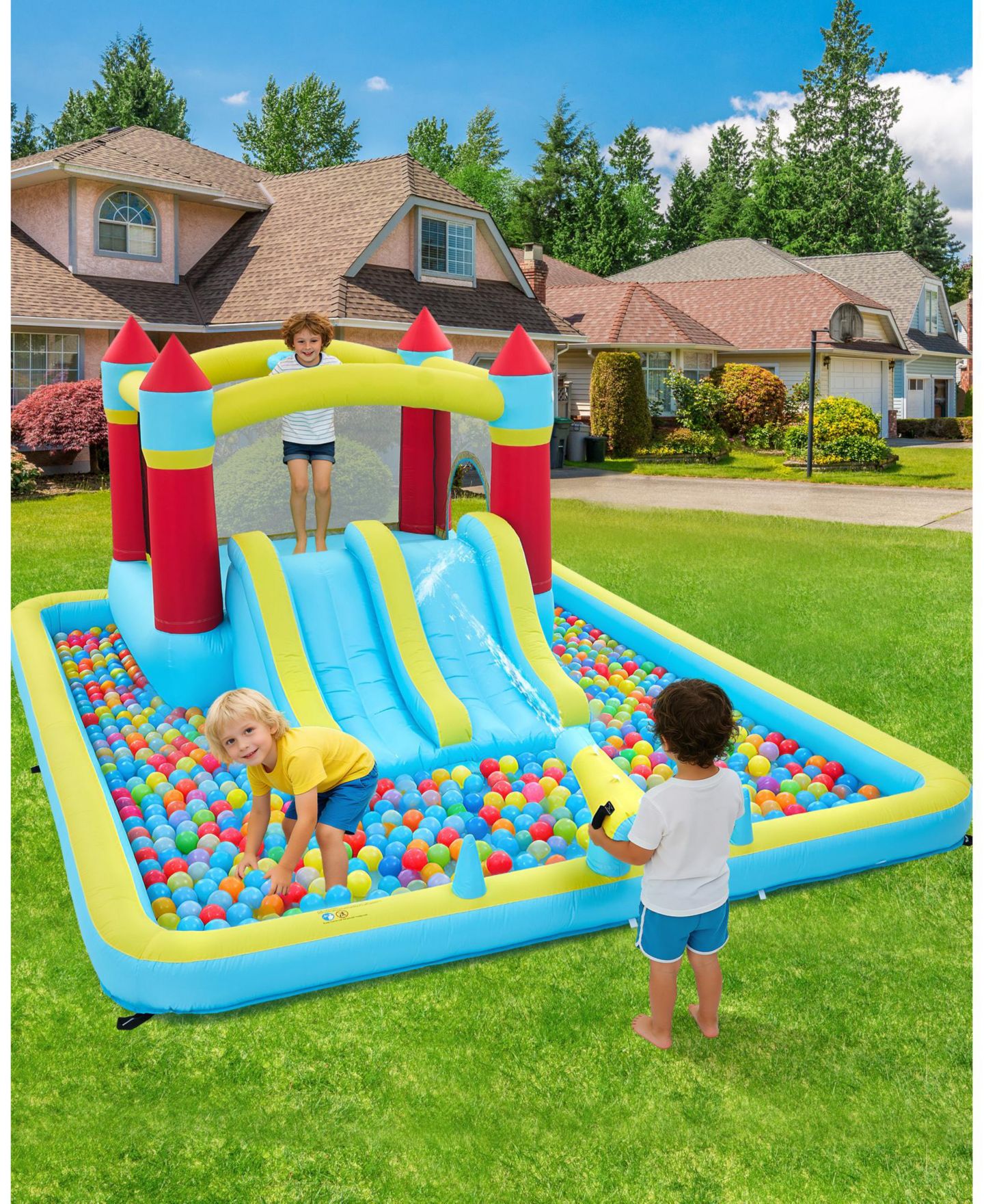 Детская игрушка homfan Inflatable Bounce House with Slide, Blower Included, Ages 3-10 — фото 9