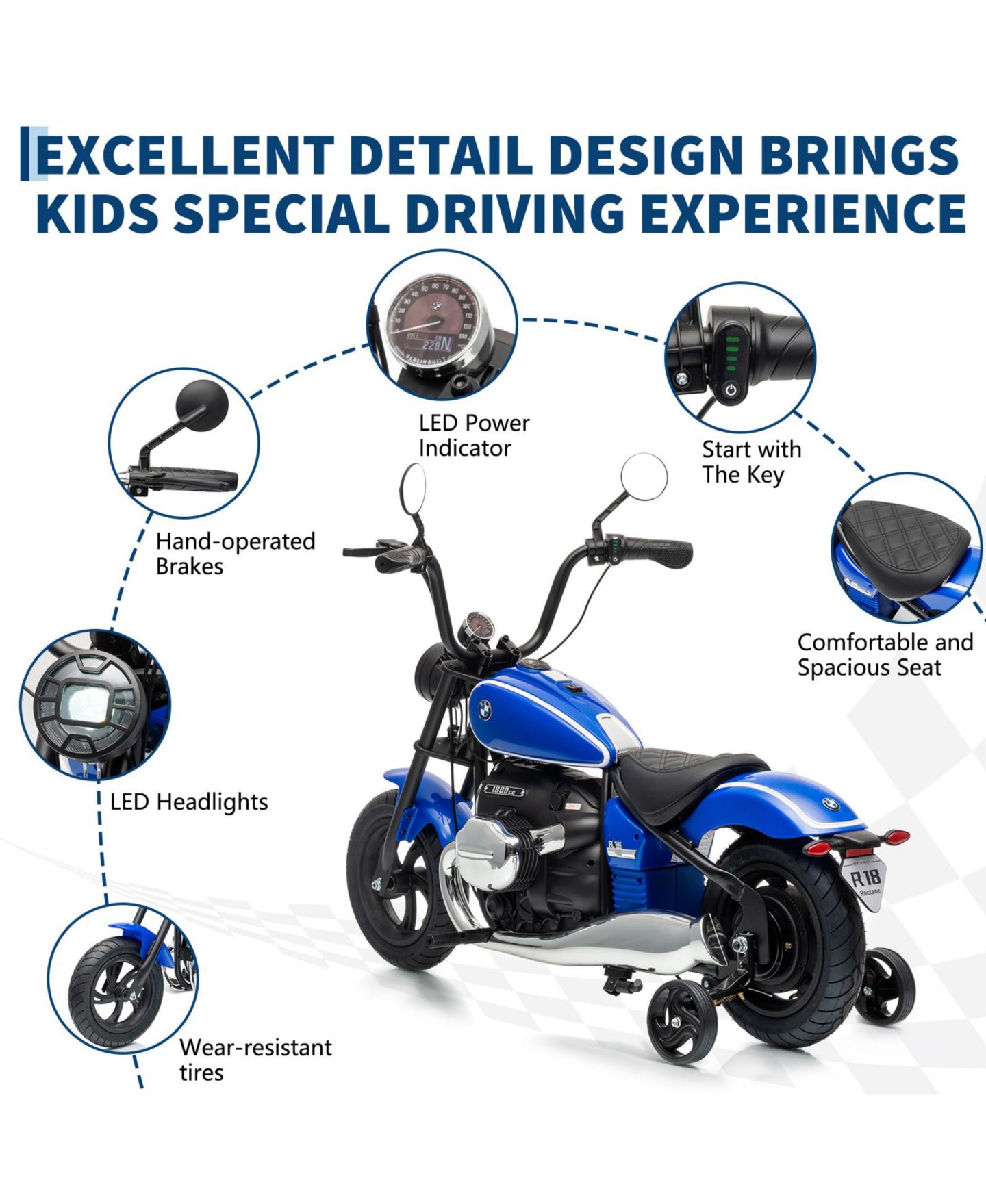 Детская игрушка homfan 24V Licensed Sport Motorcycle Brushless Motor Ride-On, Ages 6-14 — фото 7