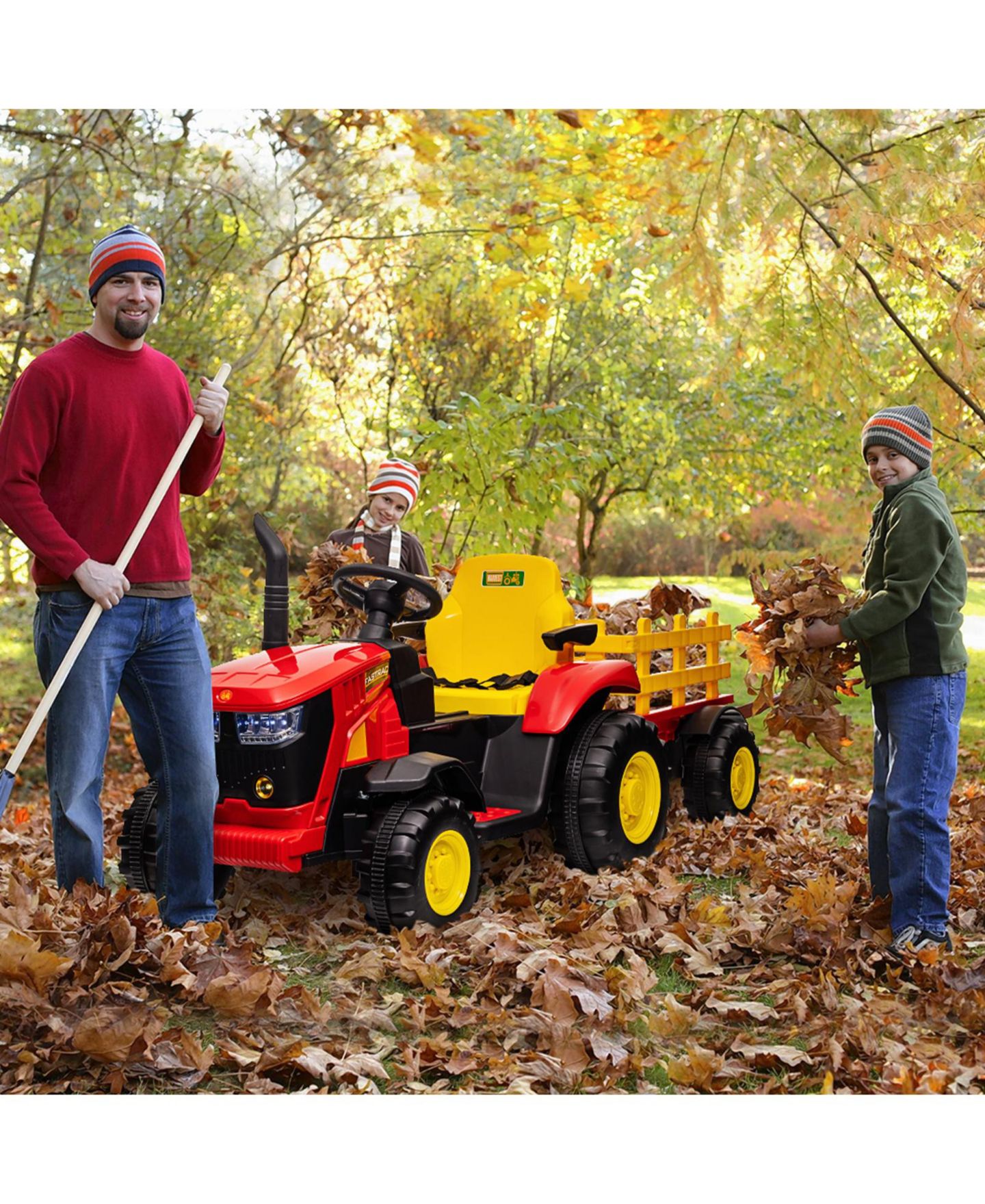 Детская игрушка homfan Battery-Powered Remote-Control Ride-On Tractor with Detachable Trailer, 54"L x 20"W x 21"H, Up to 66 lbs, 3–6 лет — фото 4
